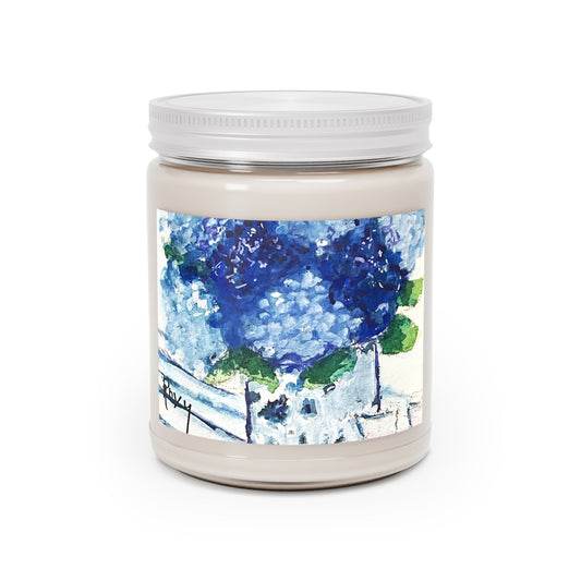 Vela perfumada de hortensias azules, 9 oz
