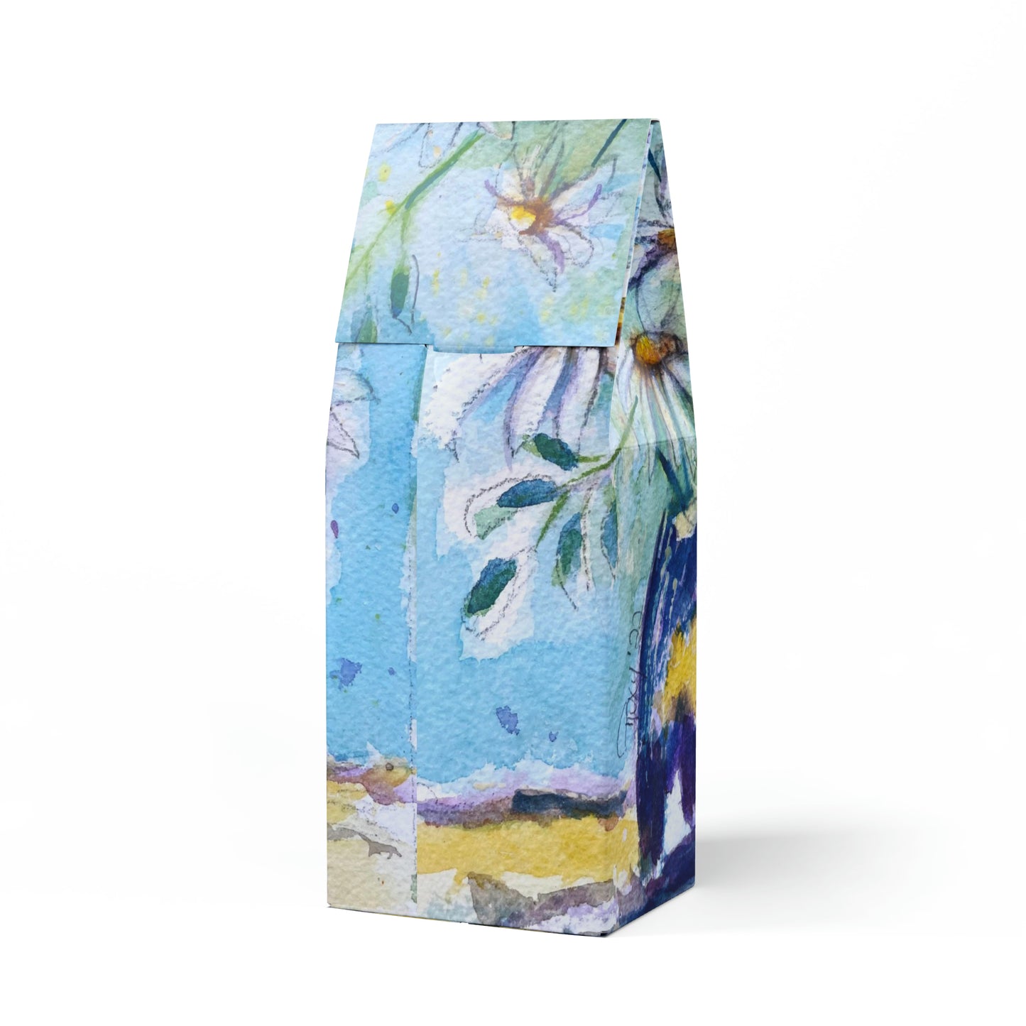 Daisies in a Purple Blue Vase- Toasty Roast Coffee 12.0z Bag