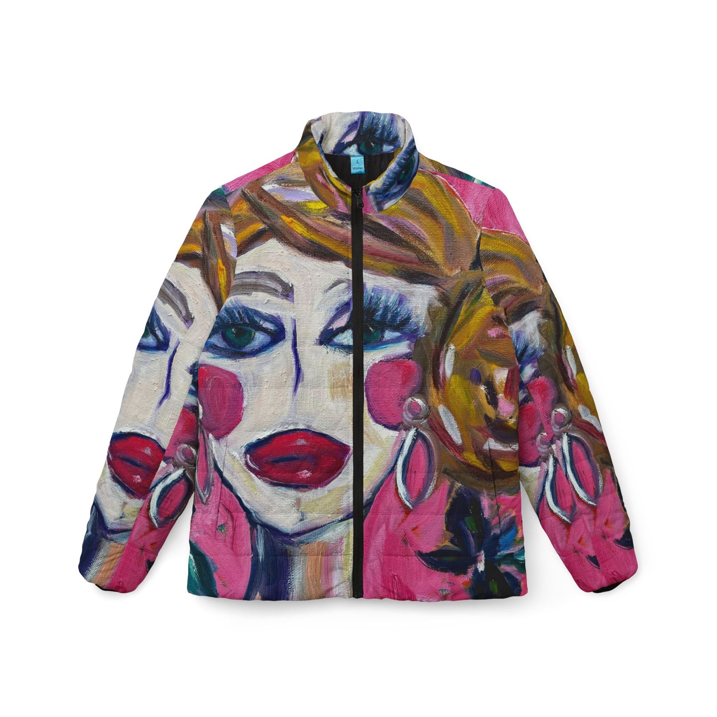 Women's Puffer Jacket - Roxy Rich Fine Art -Lady with Irises