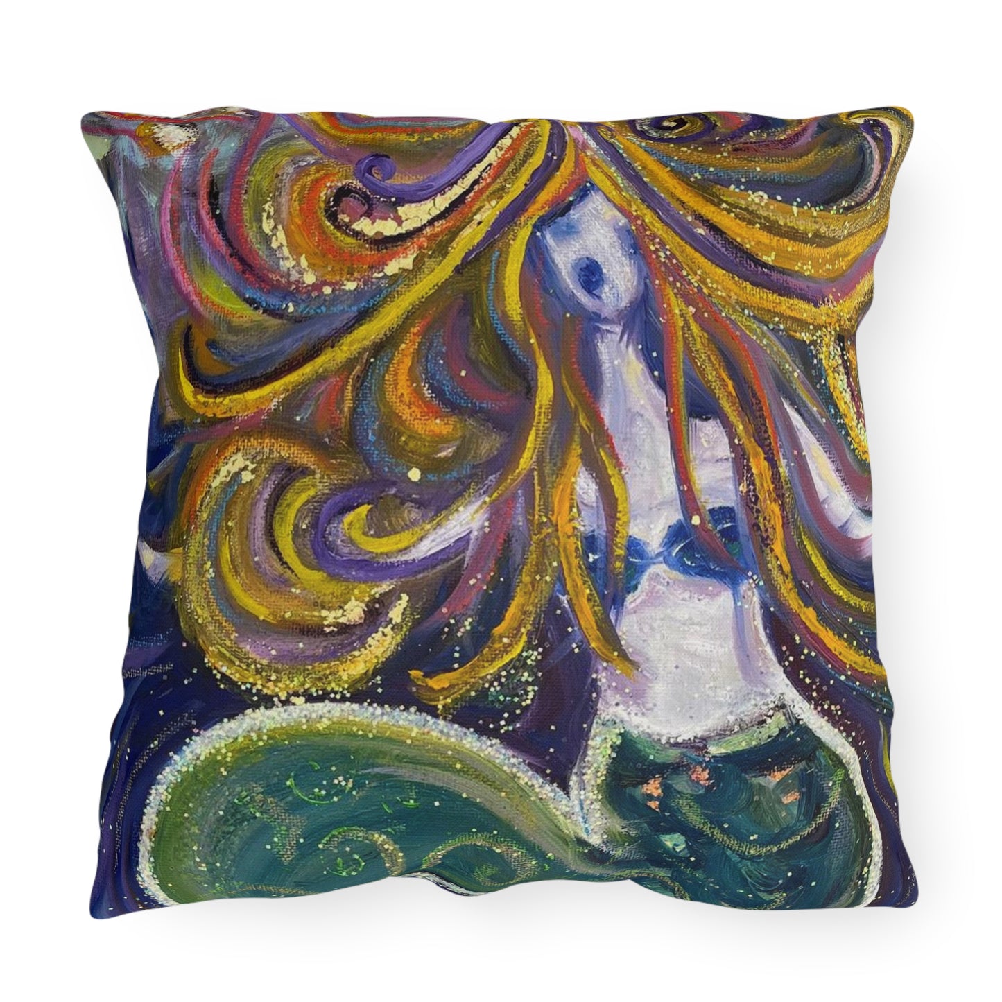 Screaming Siren (Mermaild) Outdoor Pillows