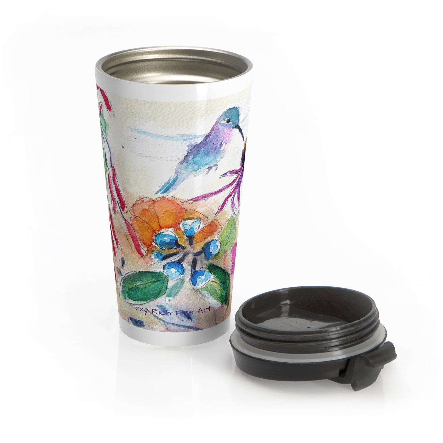 Hummingbird Garden (Coneflower) Stainless Steel Travel Mug