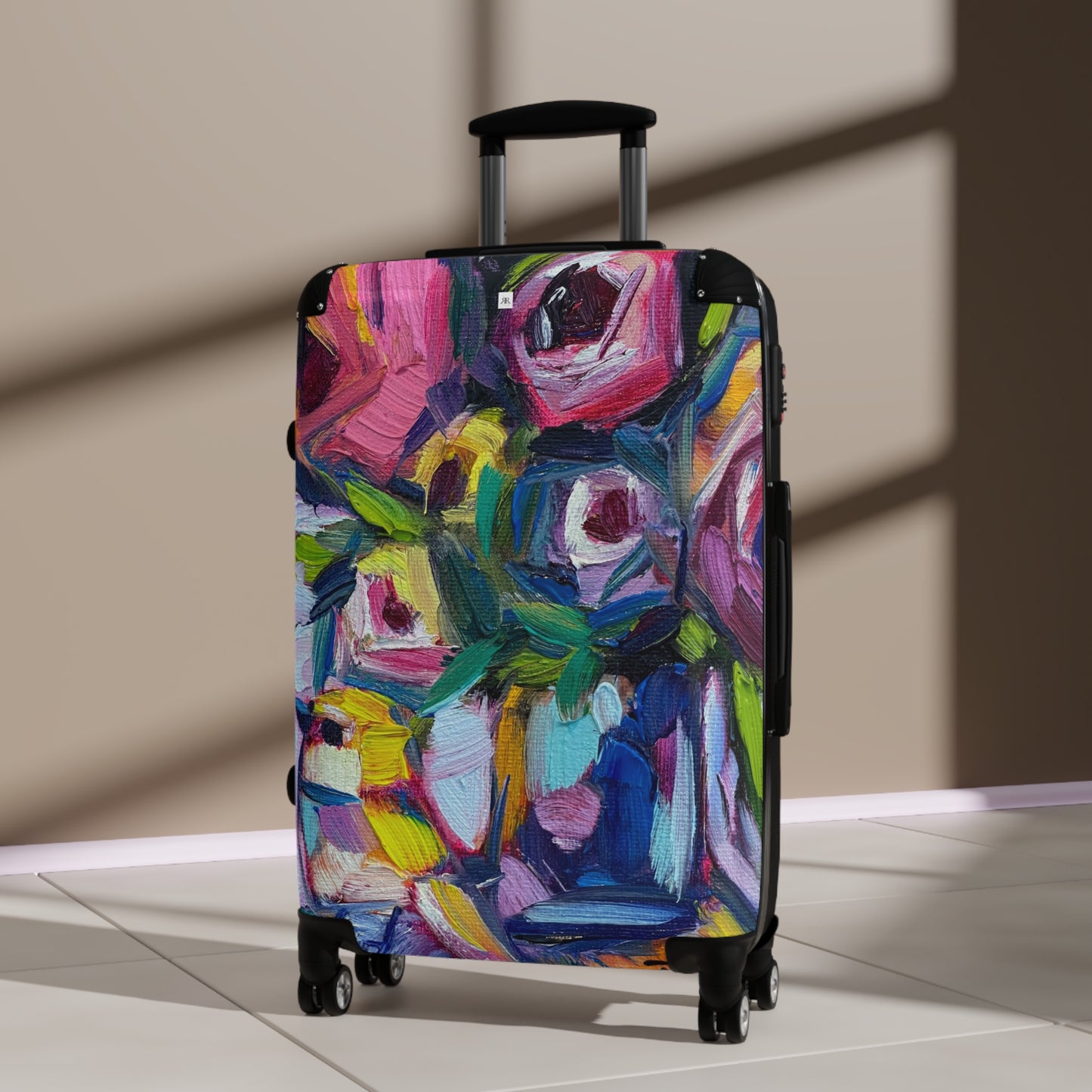 Abstract Roses and Bird Carry on Suitcase (Choose from 3 sizes)