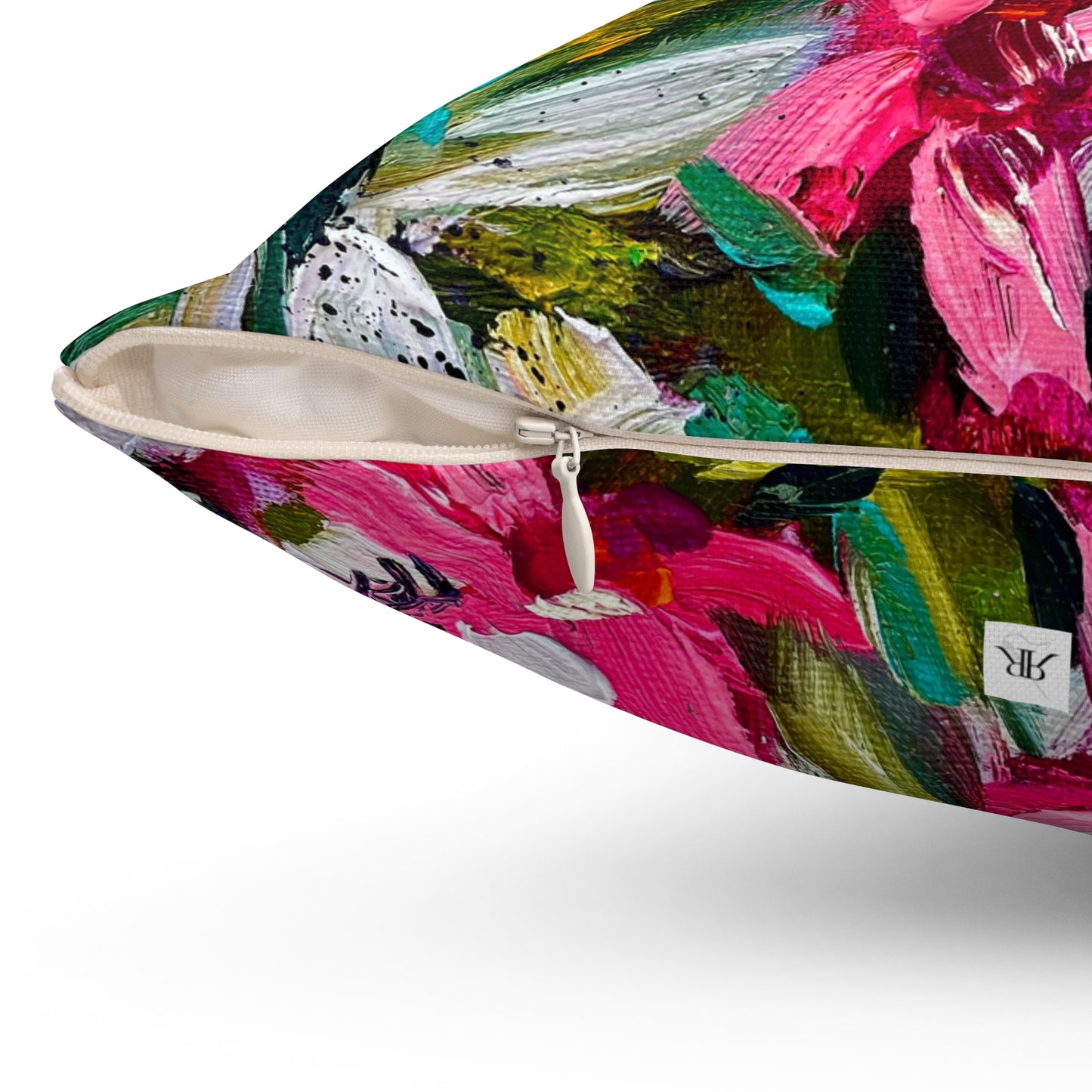 Indoor Spun Polyester Square Pillow-Colorful Encounter Goldfinch