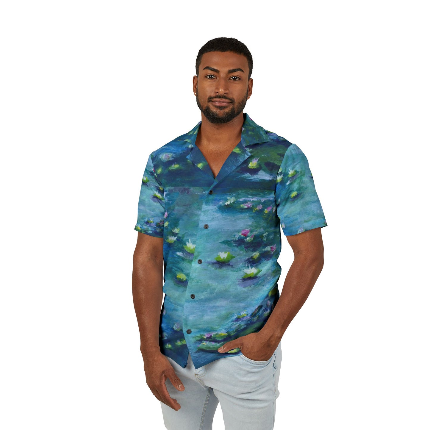 Men's Hawaiian Camp Shirt -Waterlilies