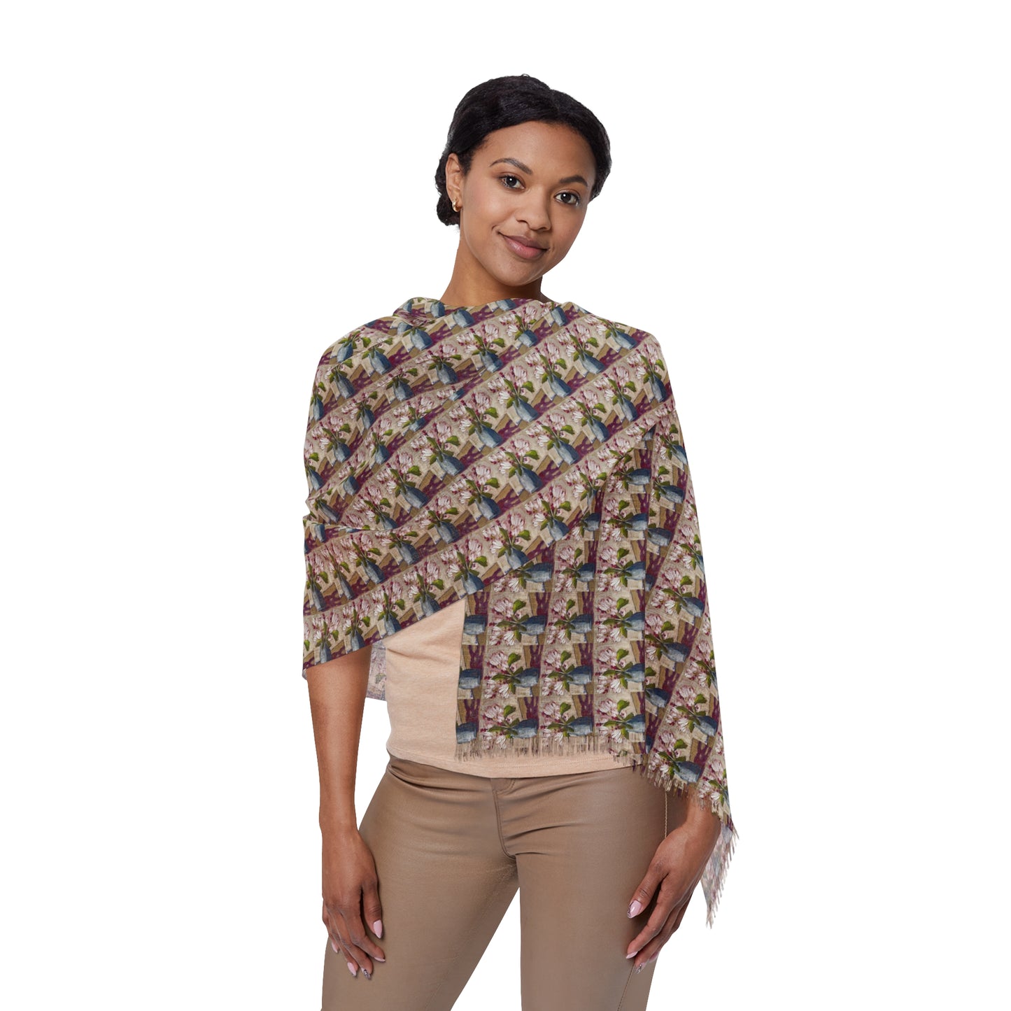Colorful Scarf — Artistic Lightweight Neck Wrap- Tulips on the Table