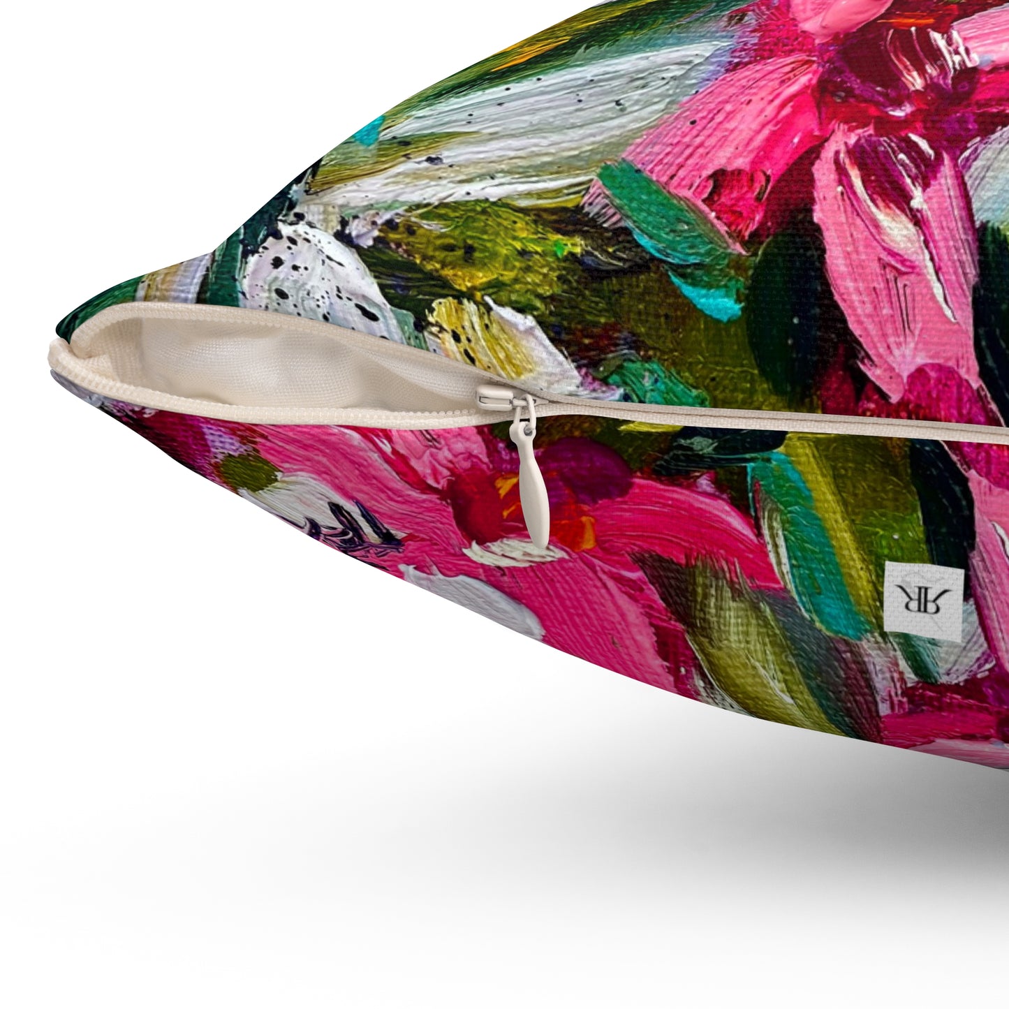 Indoor Spun Polyester Square Pillow-Colorful Encounter Goldfinch