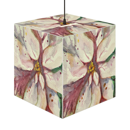 White Poinsettia Cube Lamp