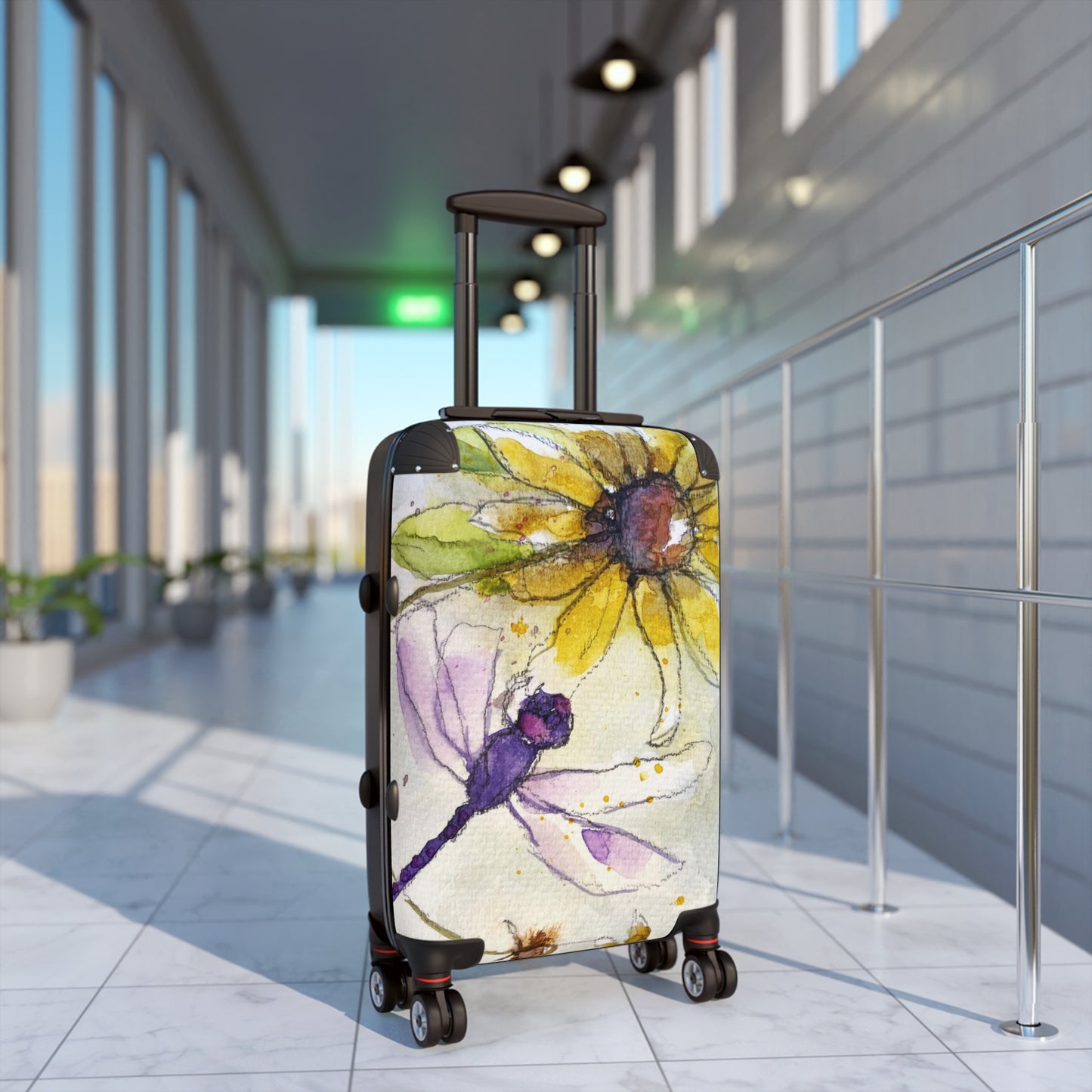"Purple Dragonfly on a Coneflowers" Carry on Suitcase