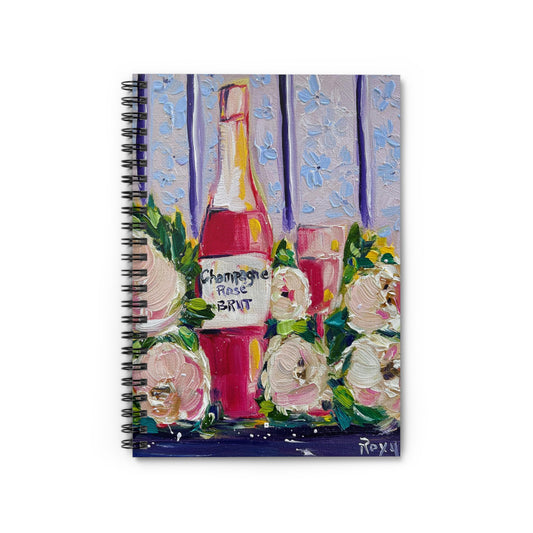 Champán rosado y peonías- Cuaderno de espiral