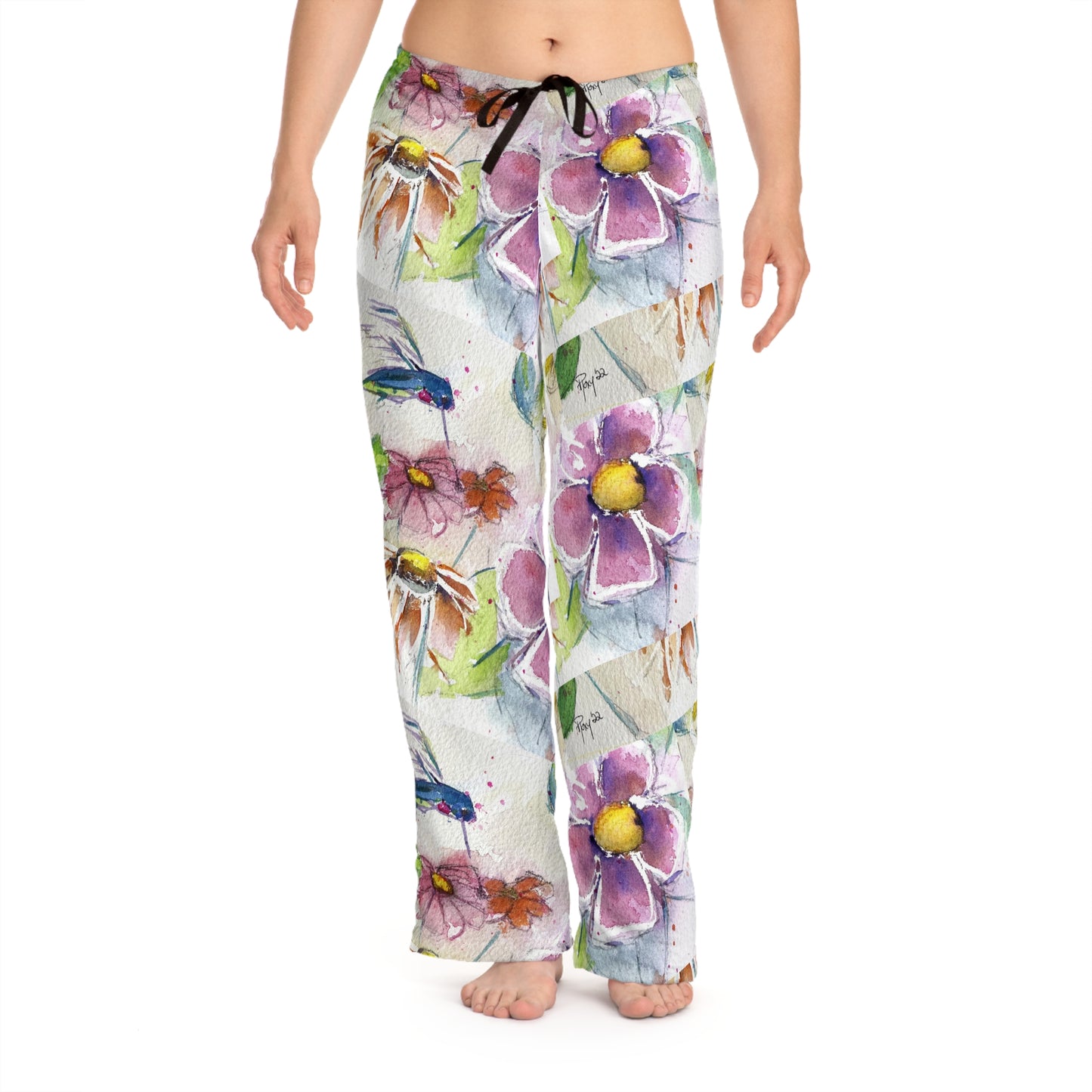 Pajama Pants - Hummingbird in the Garden- Women's Pajama Pants