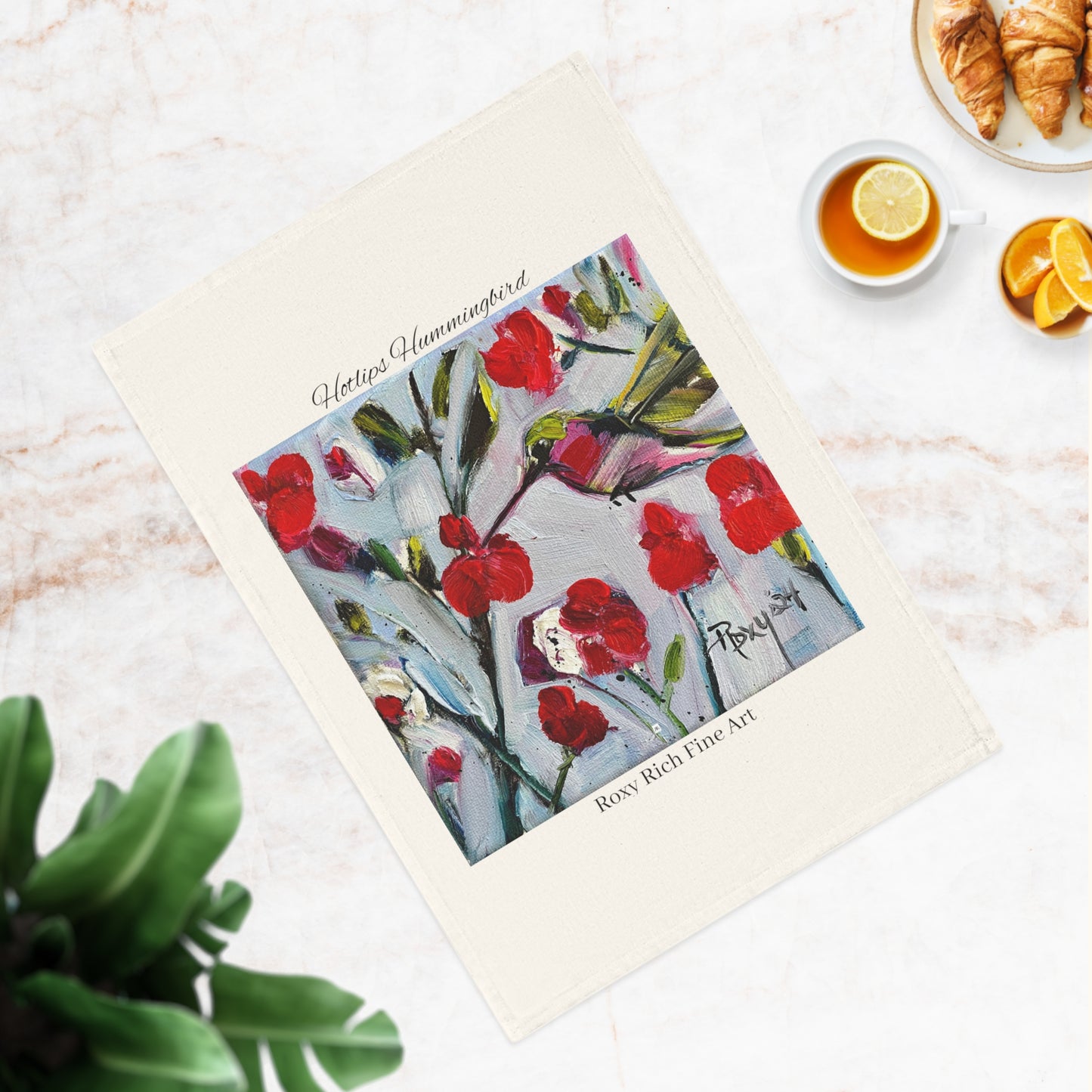 Hotlips Hummingbird Organic Vegan Cotton Tea Towel