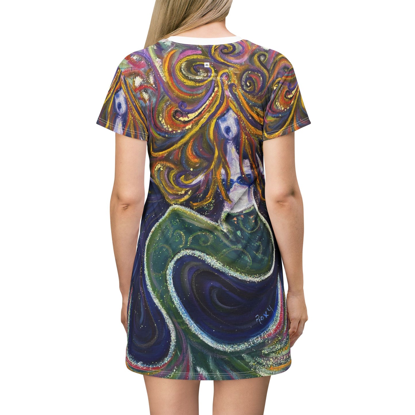 T-Shirt Dress (AOP)-The Screaming Siren-Mermaid