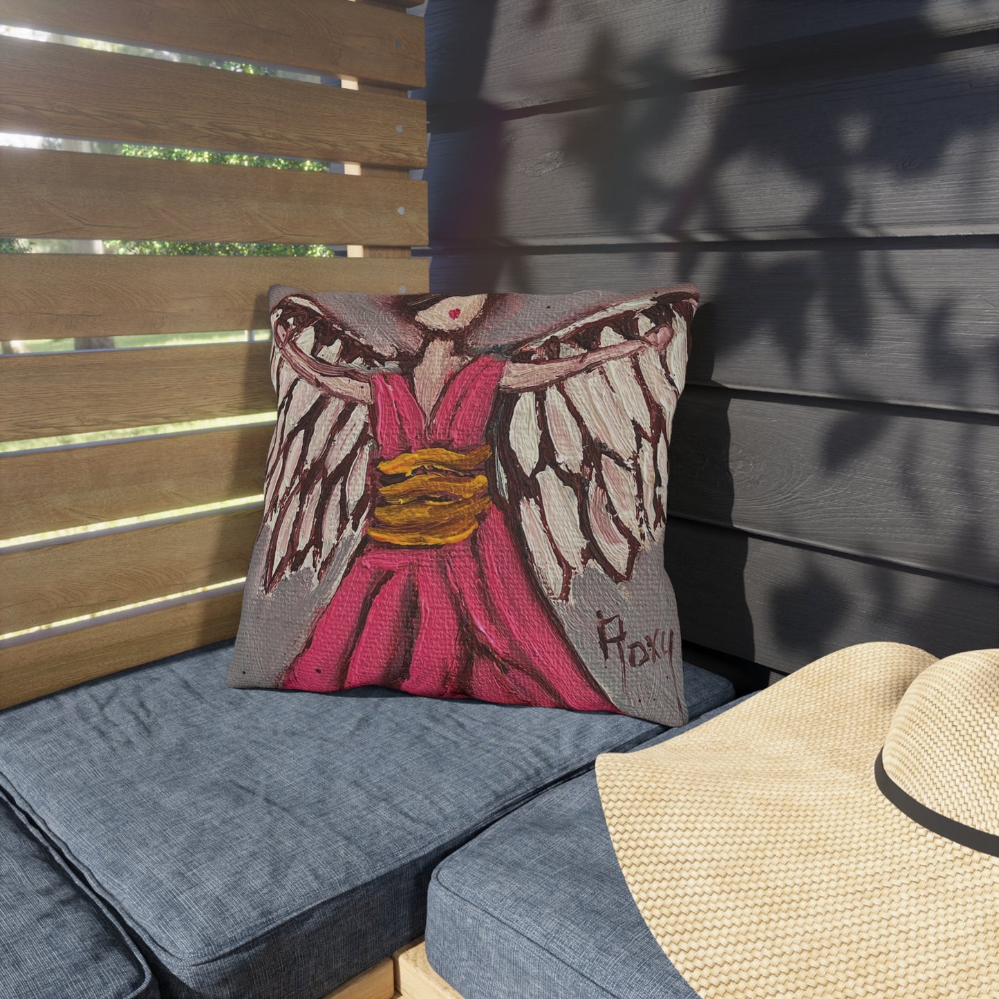 Pink Angel Outdoor Pillows