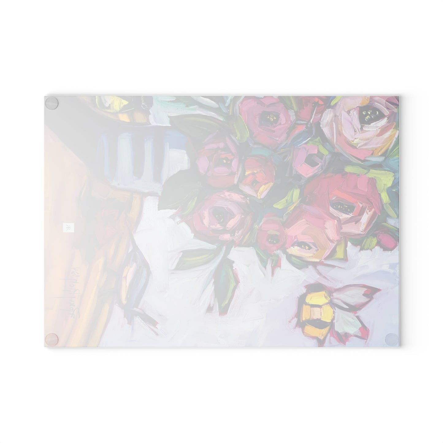 Bee Blooms Glass Cutting Board