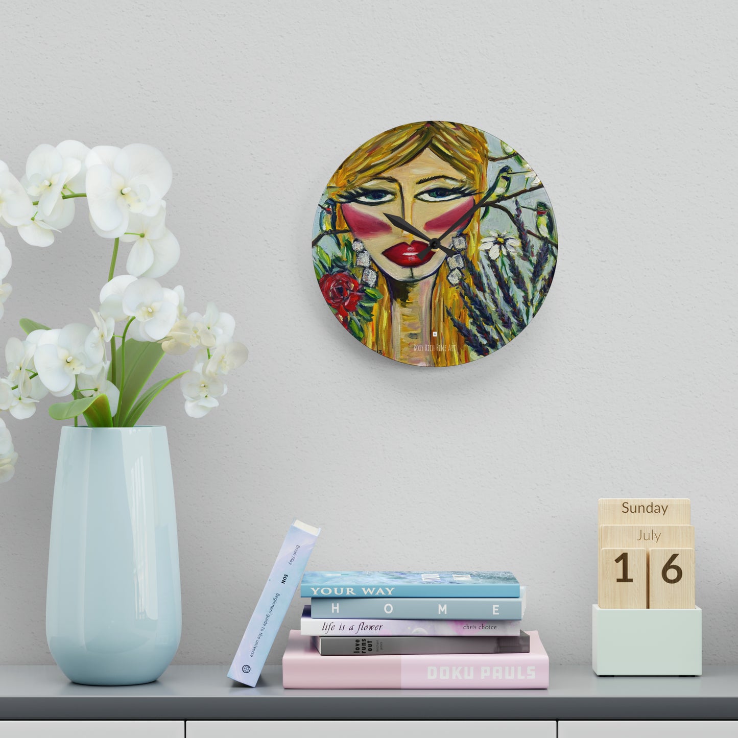 Hummingbird Lady Acrylic Wall Clock