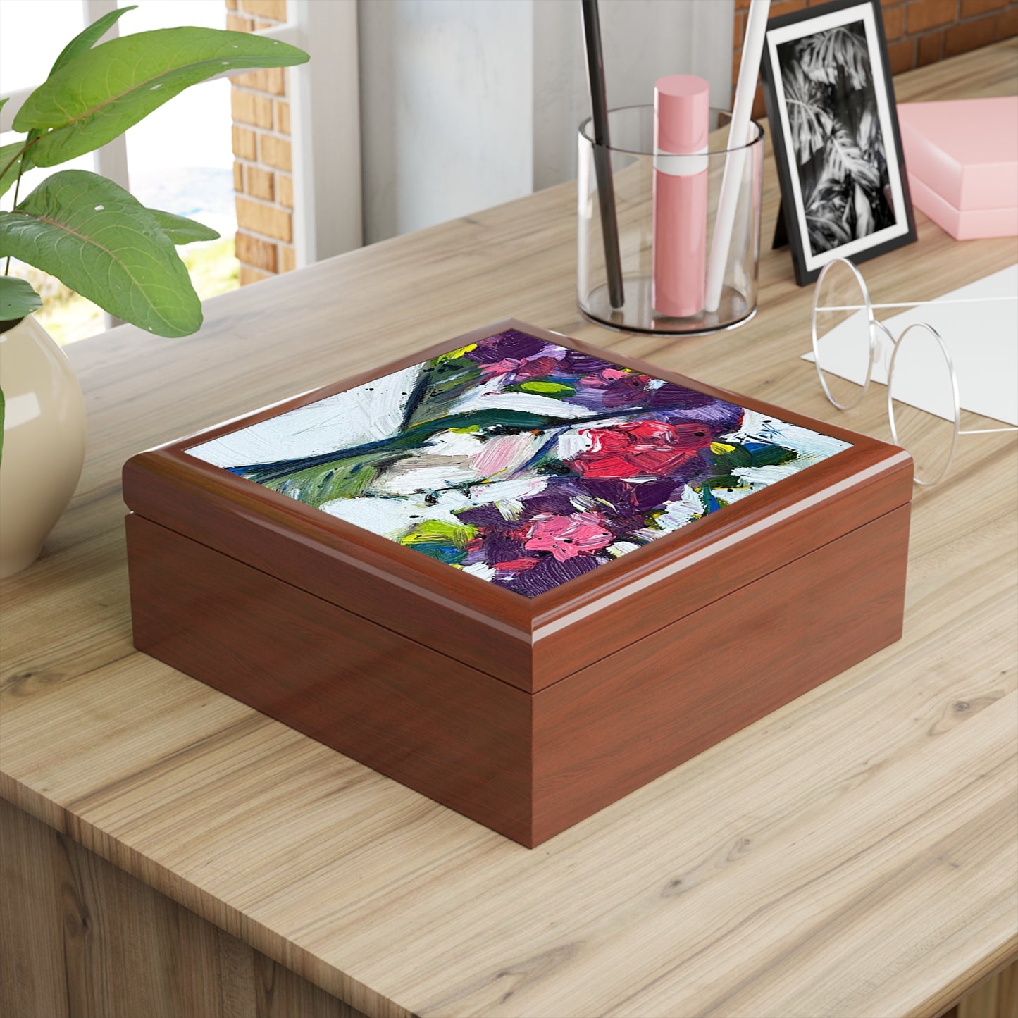 Jewelry Box-Floating on Flowers Hummingbird