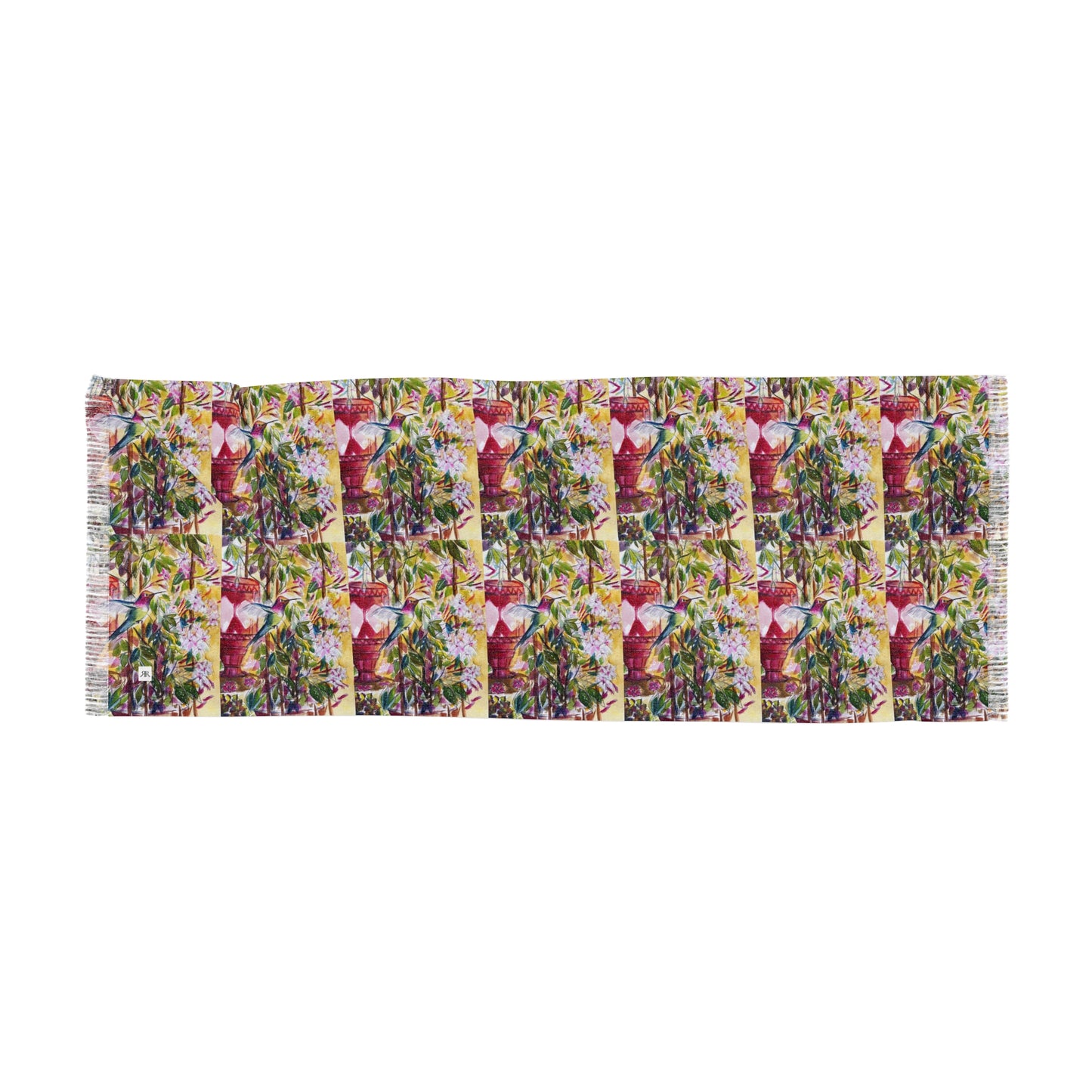 Colorful Scarf — Artistic Lightweight Neck Wrap- Hummingbird by the Jasmine