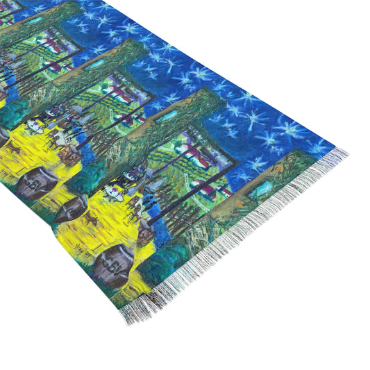 Colorful Scarf — Artistic Lightweight Neck Wrap- Twilight in Temecula-GBV