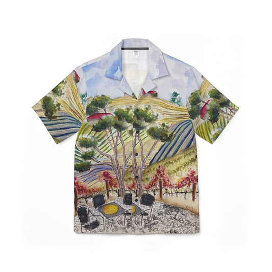 Men's Hawaiian Camp Shirt -Patio View -Gershon Bachus Vintners