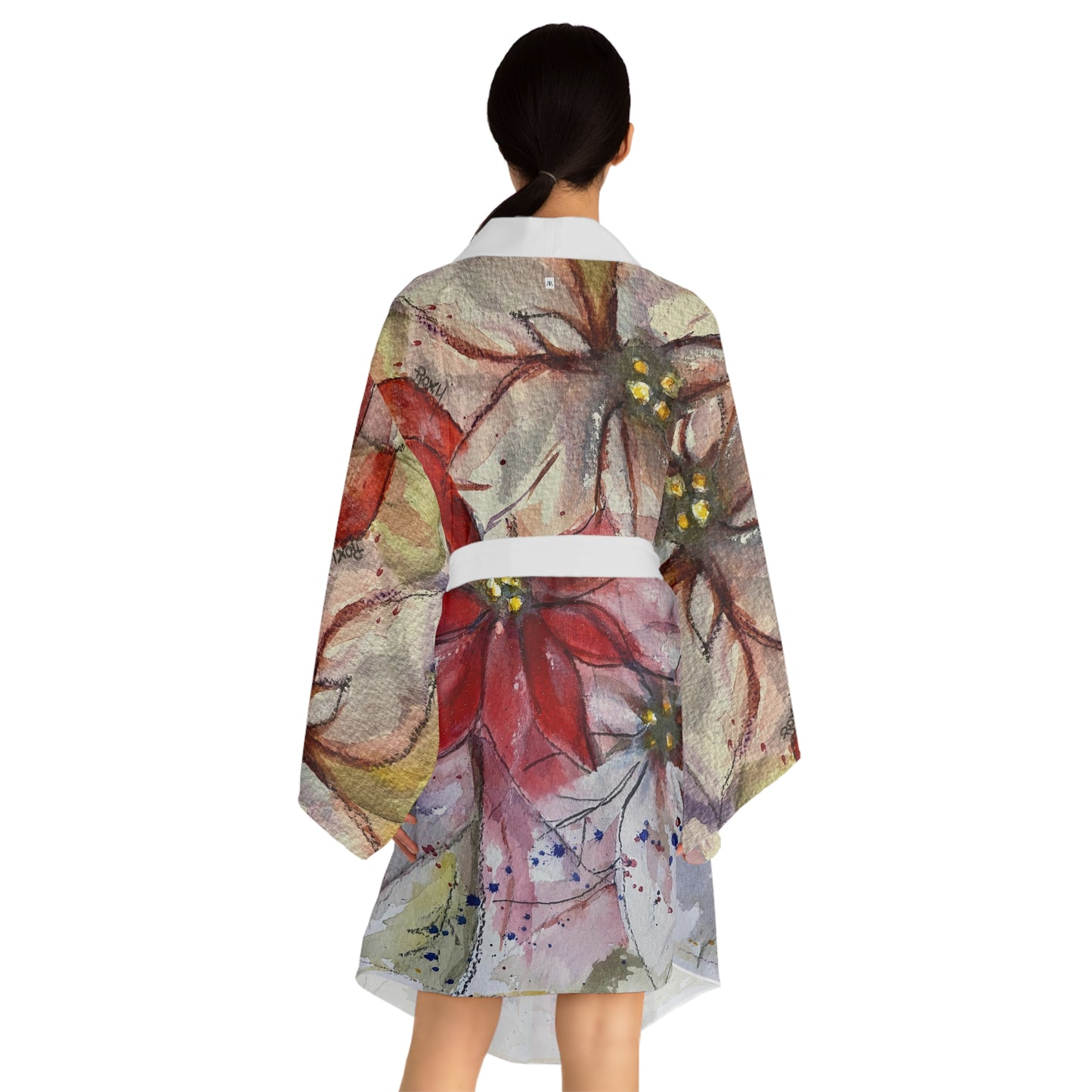 Kimono Robe - Elegant Red and White Poinsettias