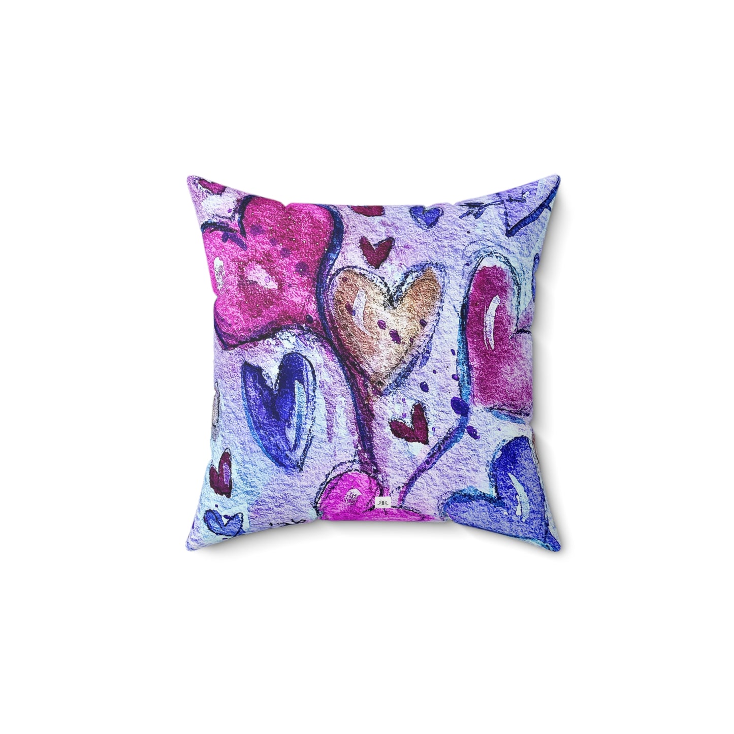 Valentine Floating Purple Hearts Throw Pillow — Romantic Heart Accent Pillow
