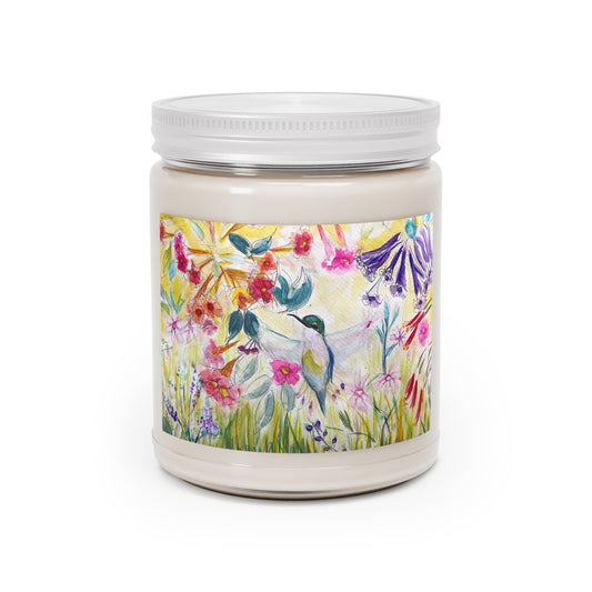 Colibri dans un tube Bougie parfumée jardin de fleurs 9oz