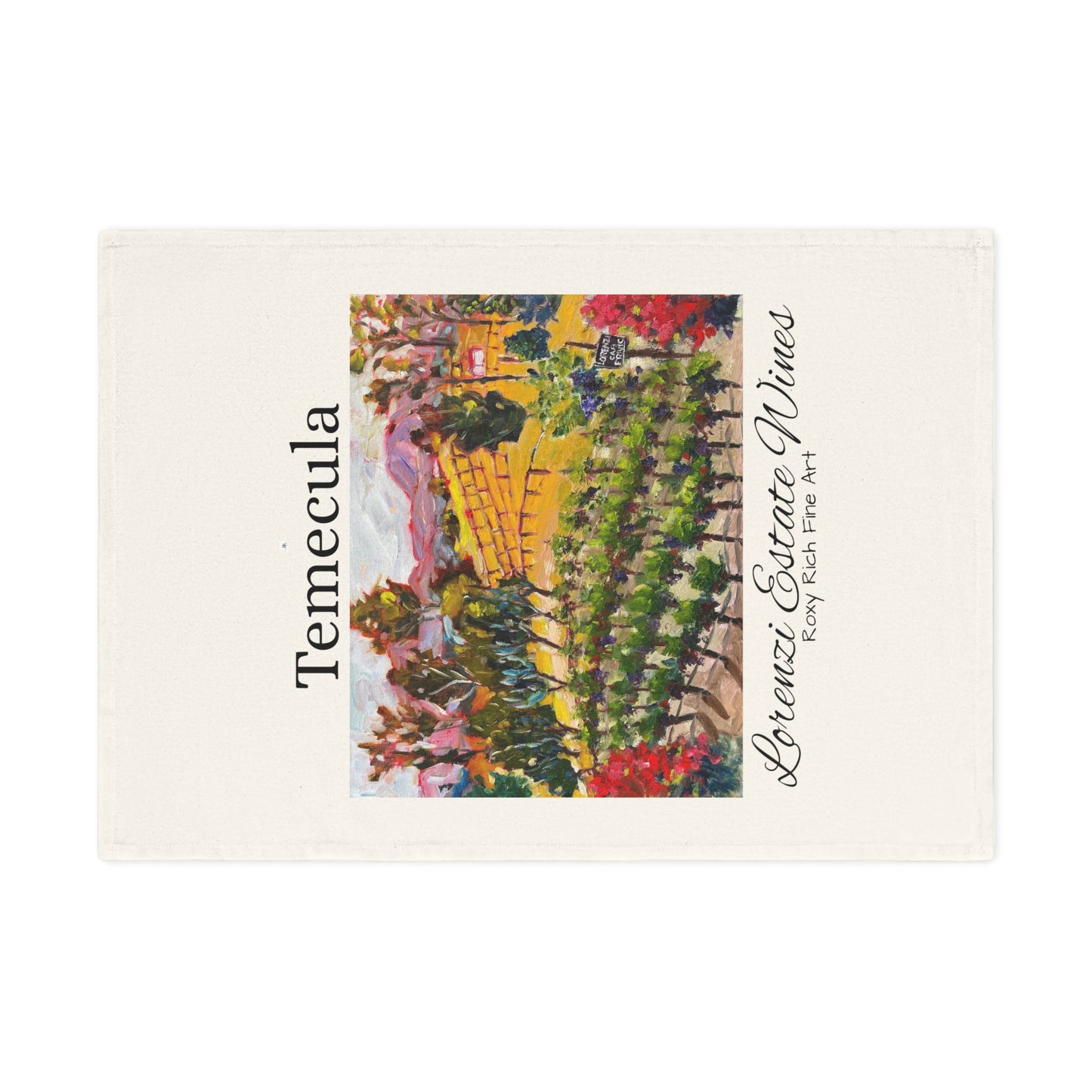 Decorative Tea Towel - Cab-Franc Lot at Lorenzi Estate Winery Painting by Roxy Rich