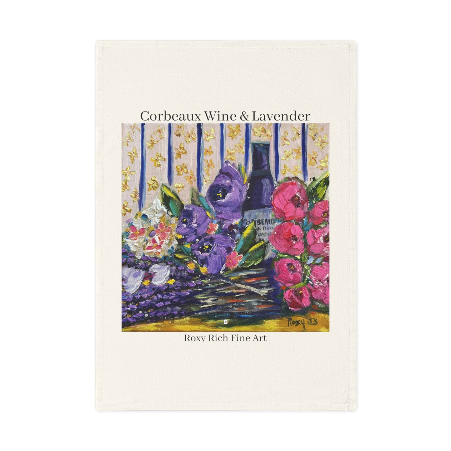 Corbeaux Wine and Lavender Organic Vegan Cotton Tea Towel