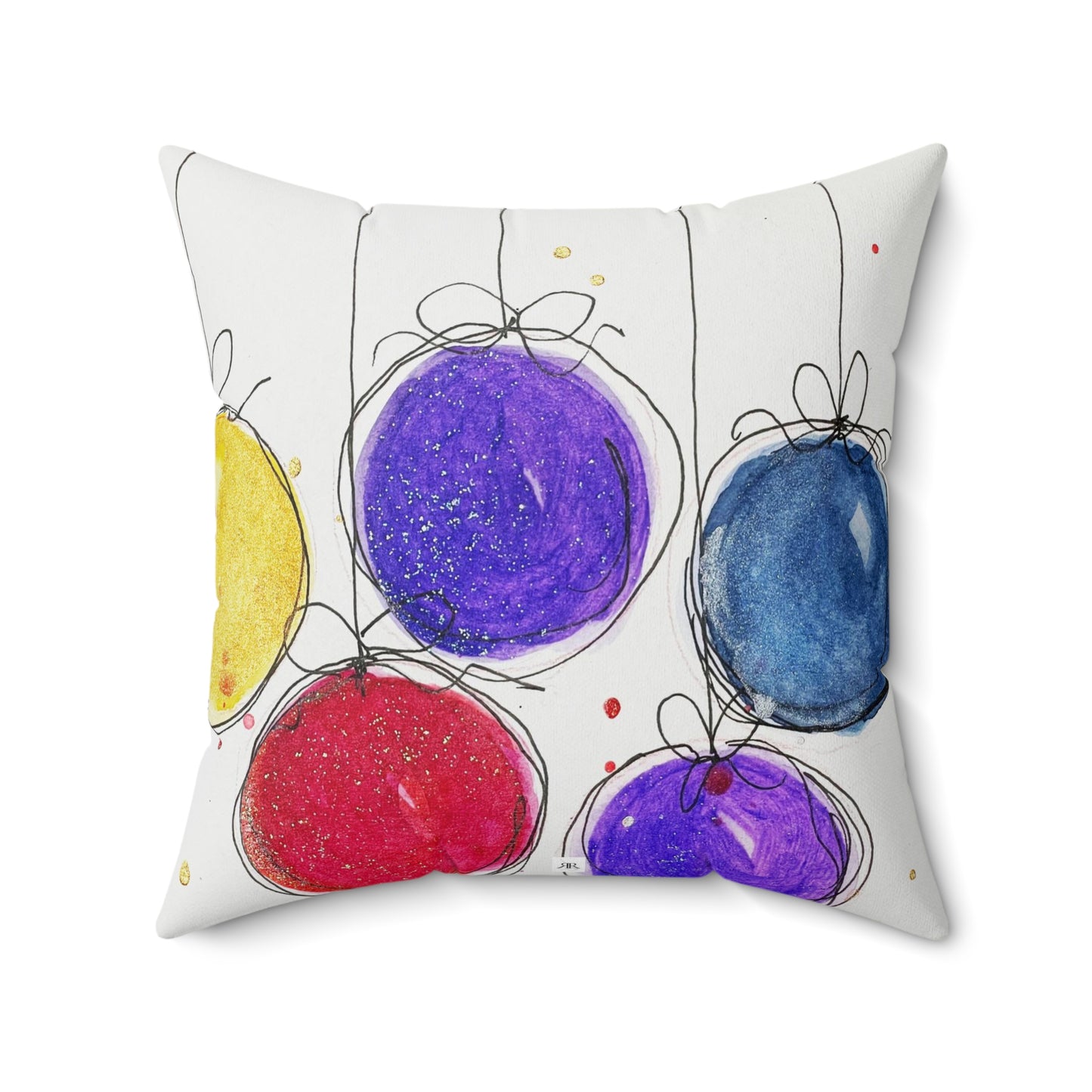 Colorful Christmas Baubles 2 Indoor Spun Polyester Square Pillow