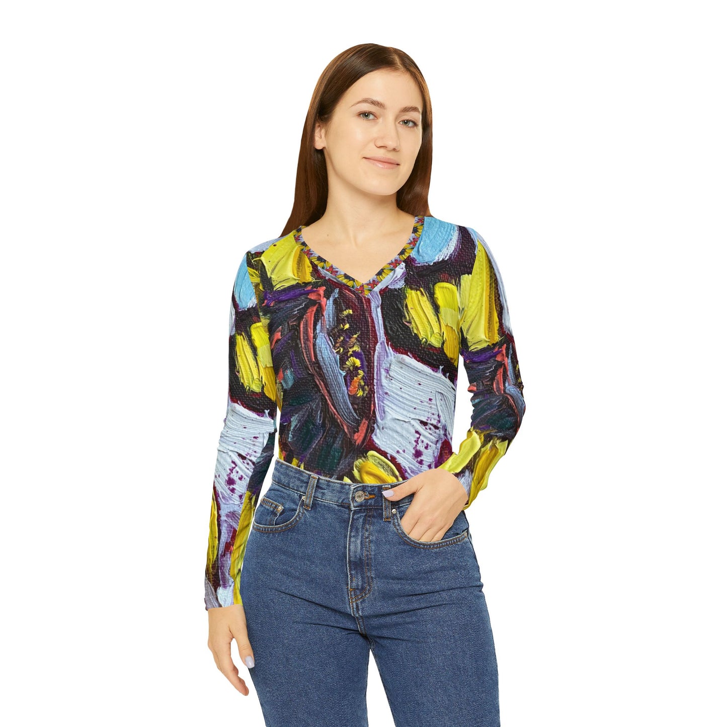 Long Sleeve Shirt- Sun Bee- V-neck Women's