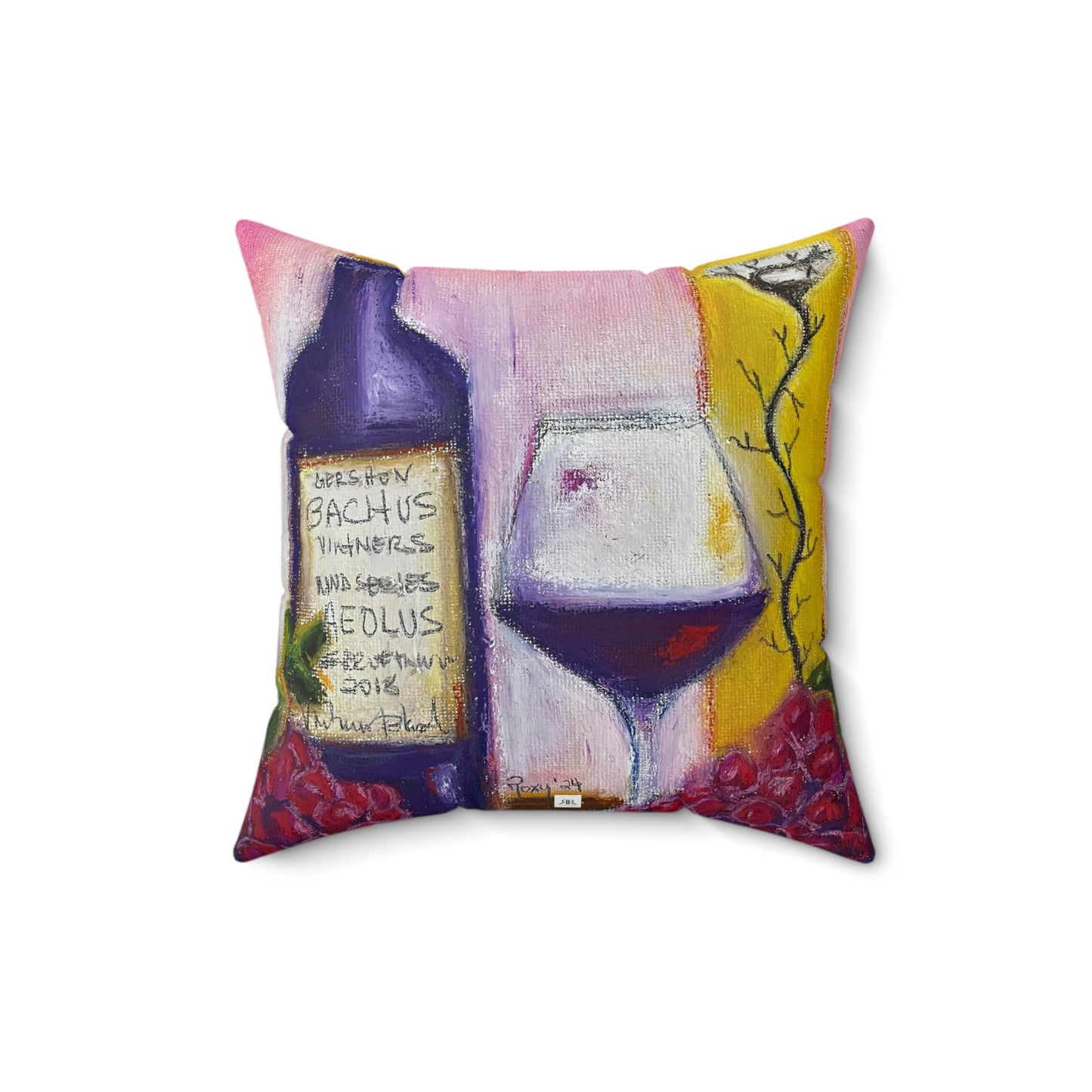 Aeolus GBV Wine and Clique Glass Indoor Spun Polyester Square Pillow