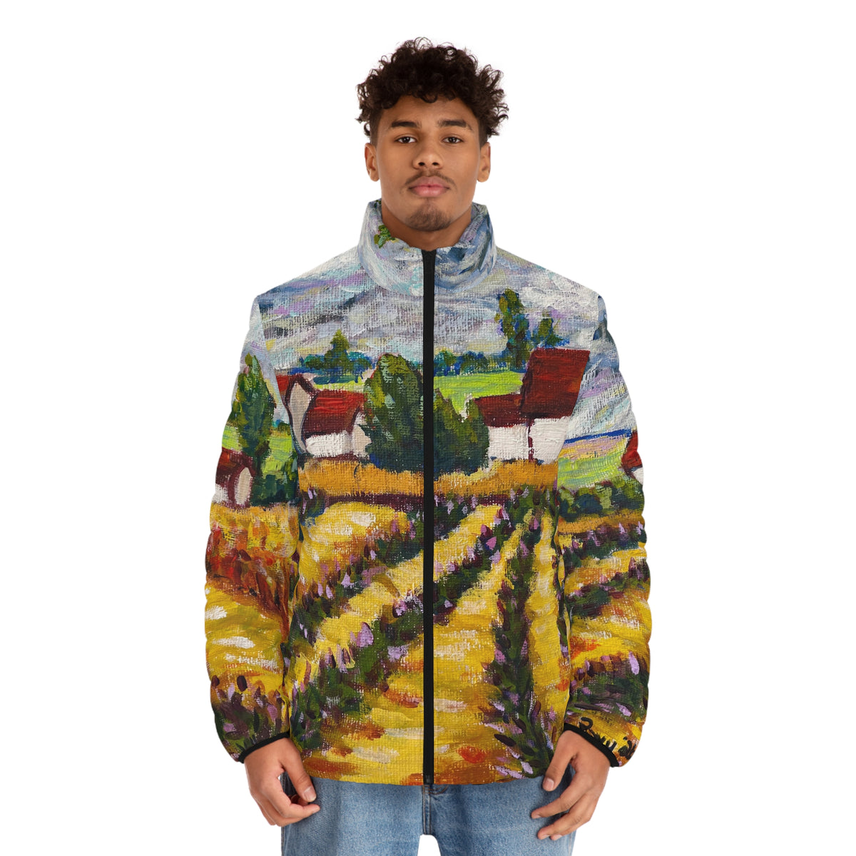 Men's Puffer Jacket - Roxy Rich Art-English Lavender Farm