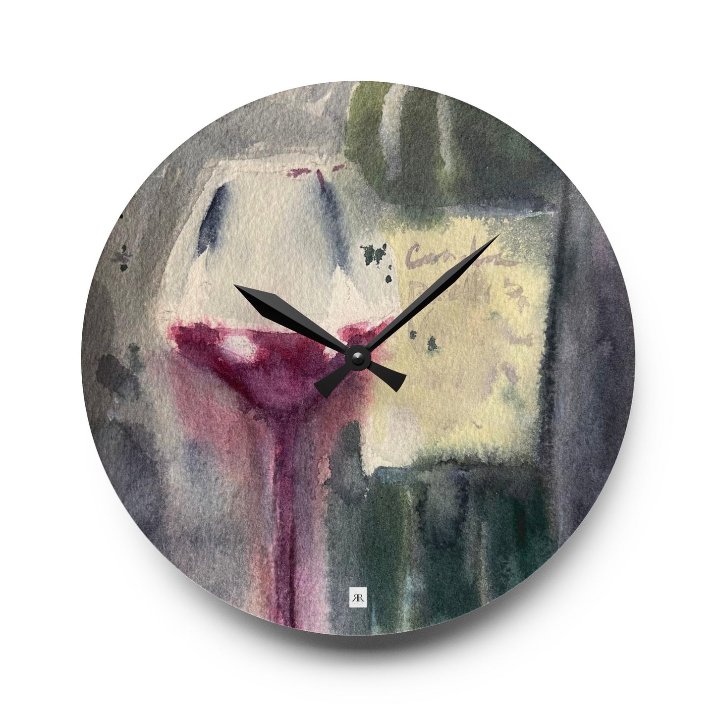 Acrylic Wall Clock-Wine Bottle and Glass
