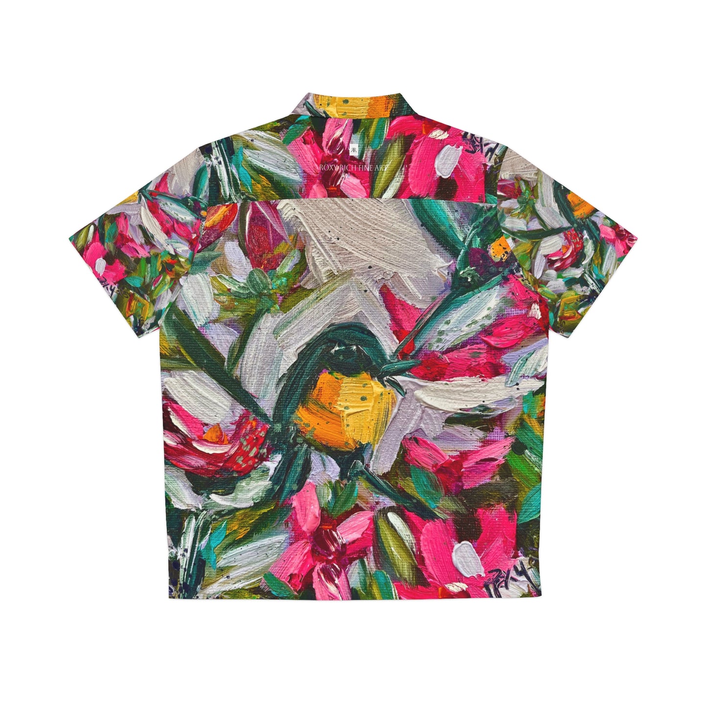 Men's Hawaiian Shirt- Colorful Encounter-Goldfinch and Oleander