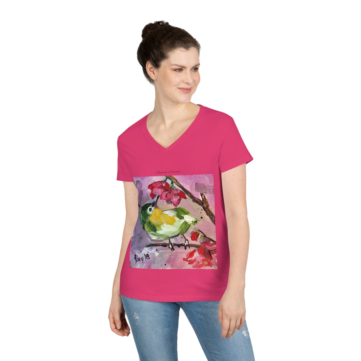 Japanese Warbler Bird Ladies' V-Neck T-Shirt