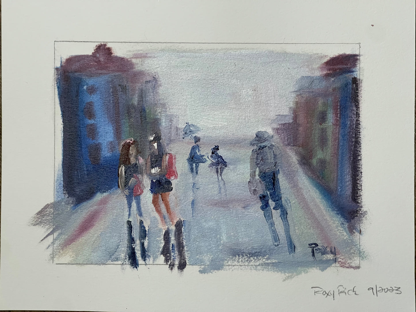 City Strolling -Original Oil Painting-Figure Study