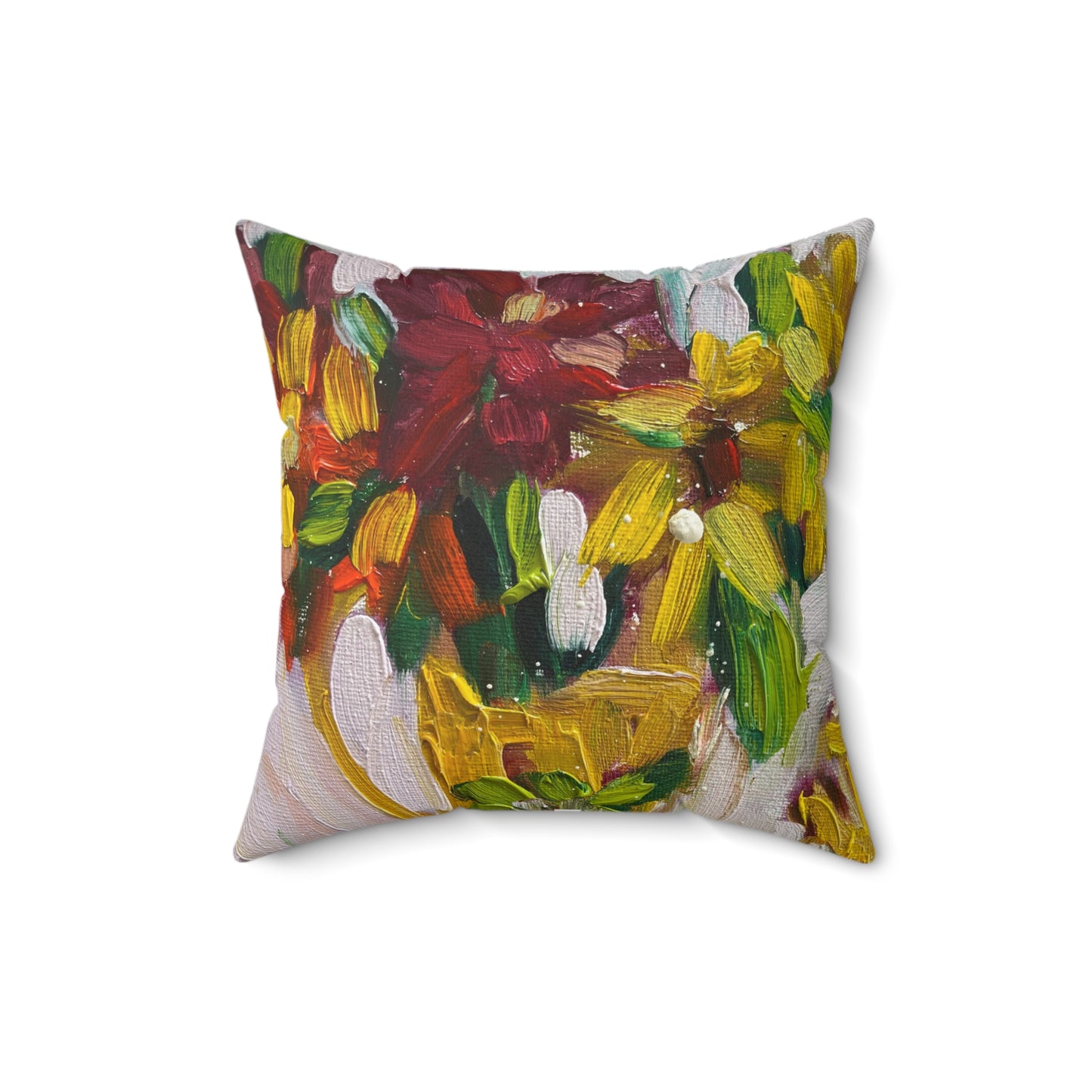 Indoor Square Pillow — Decorative Spun Polyester Throw Pillow- Petals on my Patio