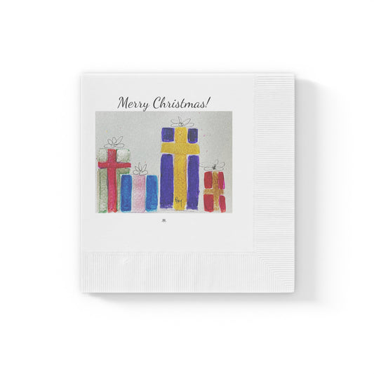 Merry Christmas! Packages-White Coined Napkins