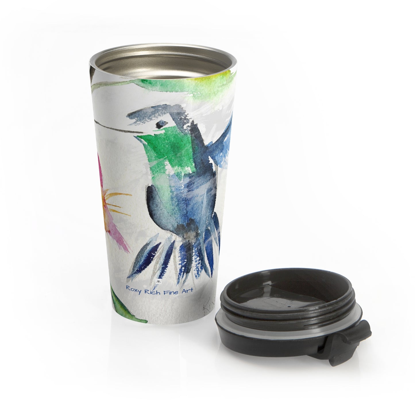 Tasse de voyage en acier inoxydable Colibri flottant