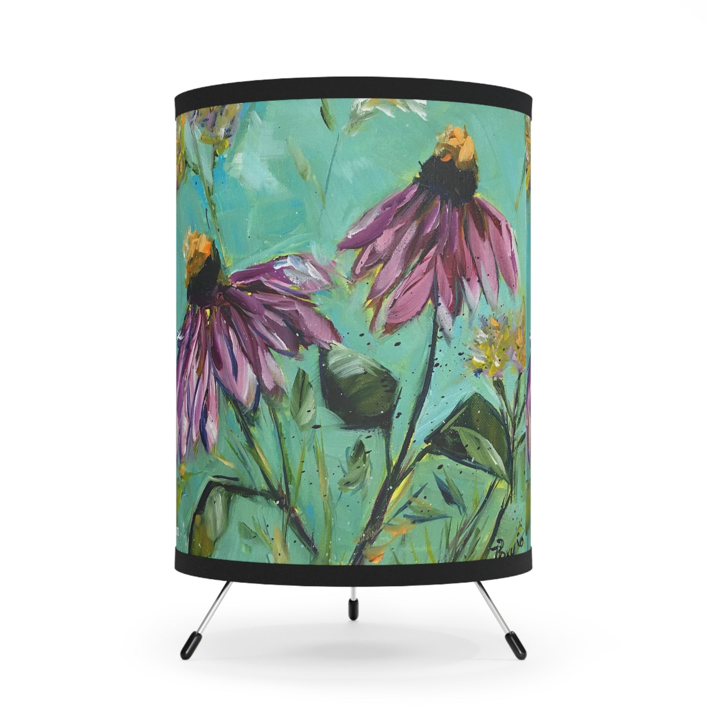 Purple Coneflowers  Tripod Lamp