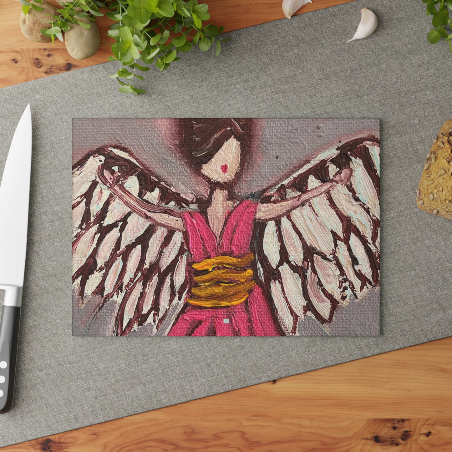 Pink Angel Glass Cutting Board