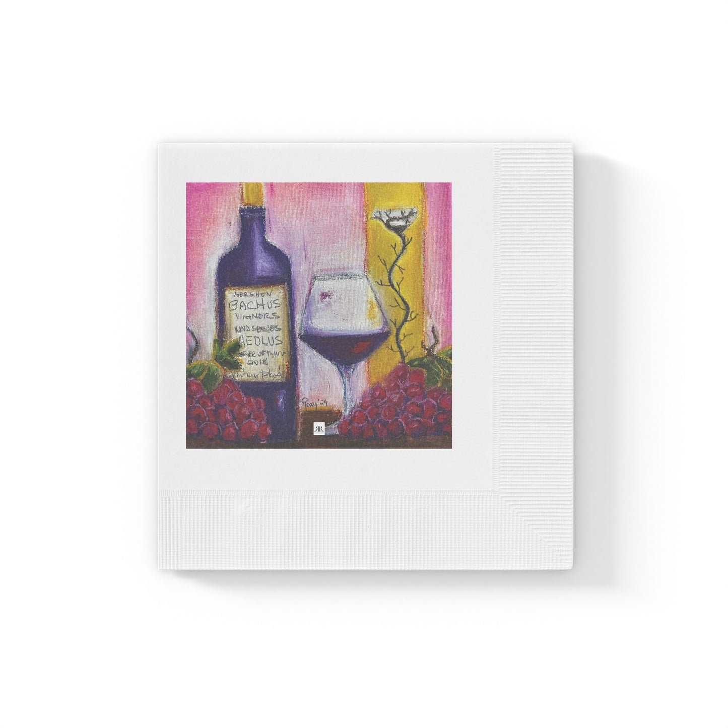 Aeolus-GBV Botella de vino y servilletas acuñadas de cristal blanco