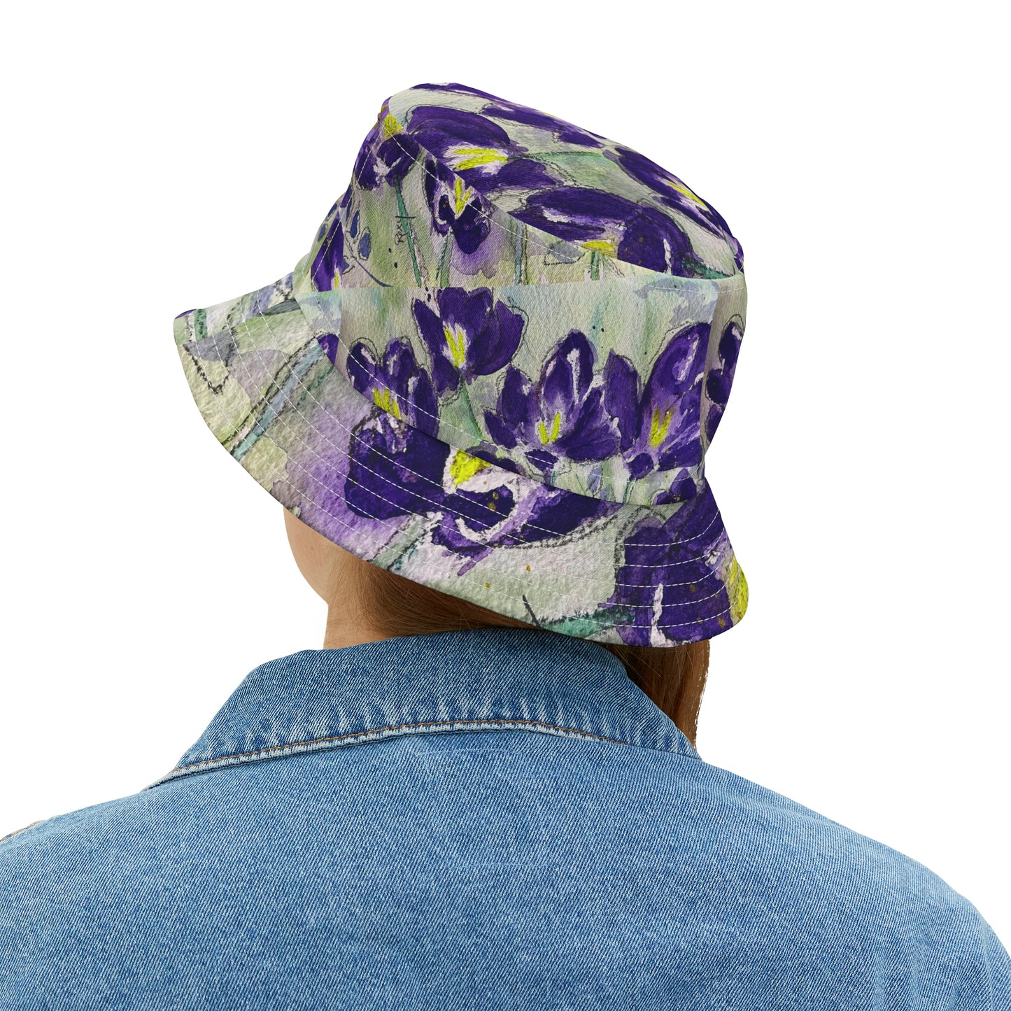 Gorro de pescador morado con azafranes