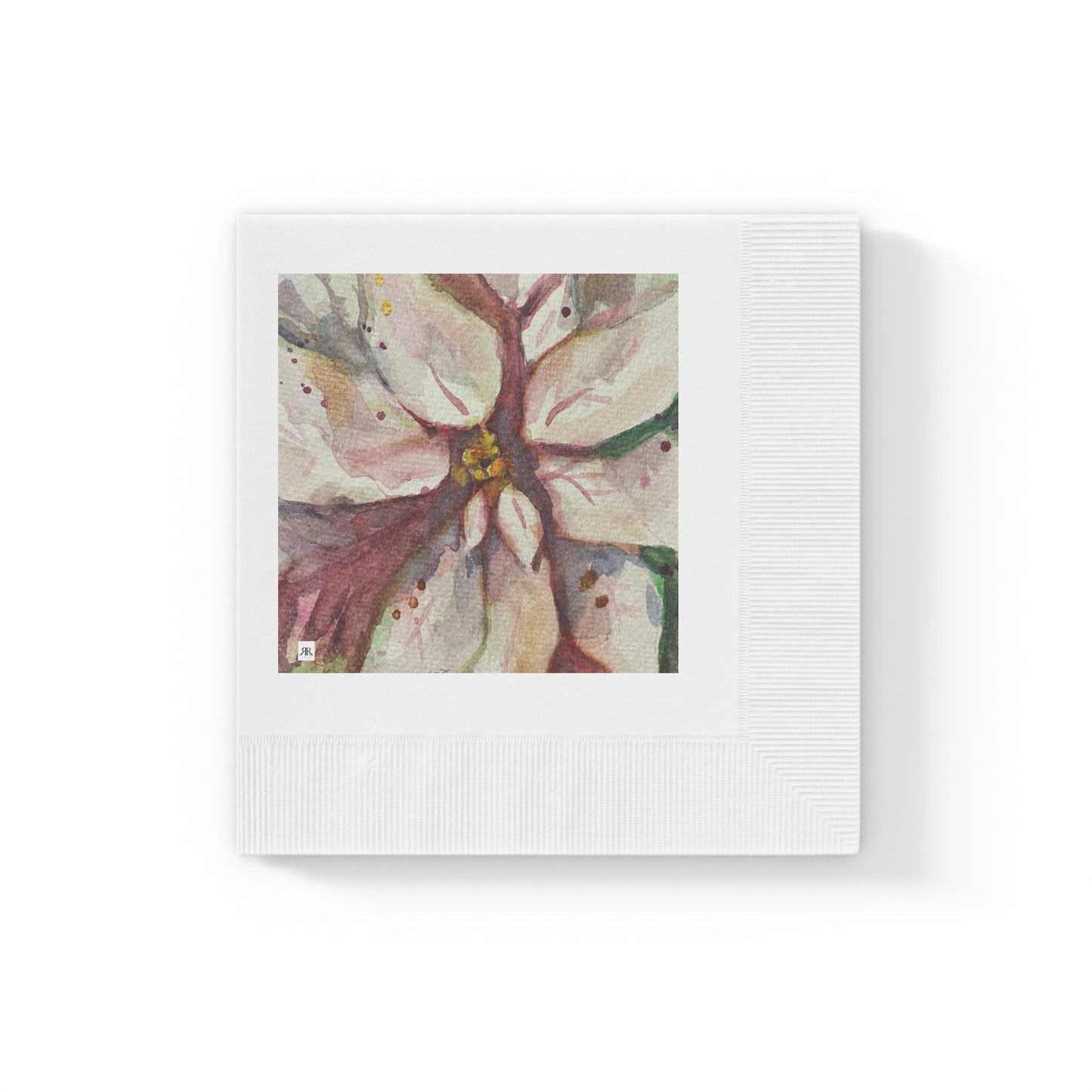 Elegant White Poinsettias-White Coined Napkins