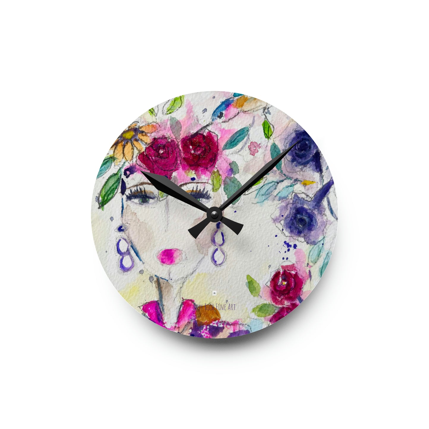 Haute Couture Hummingbird Acrylic Wall Clock