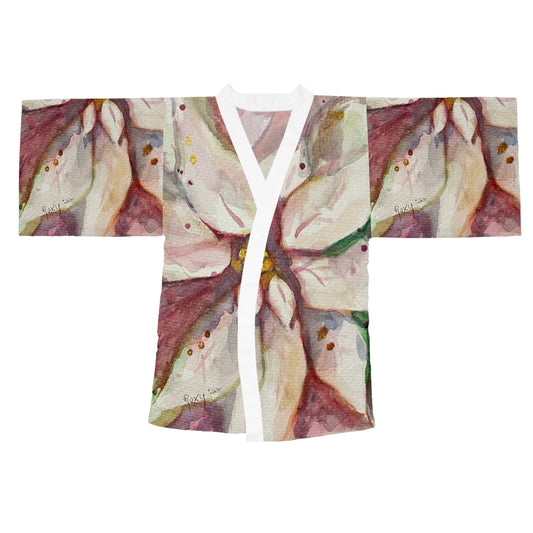 Kimono Robe - Elegant White Poinsettias