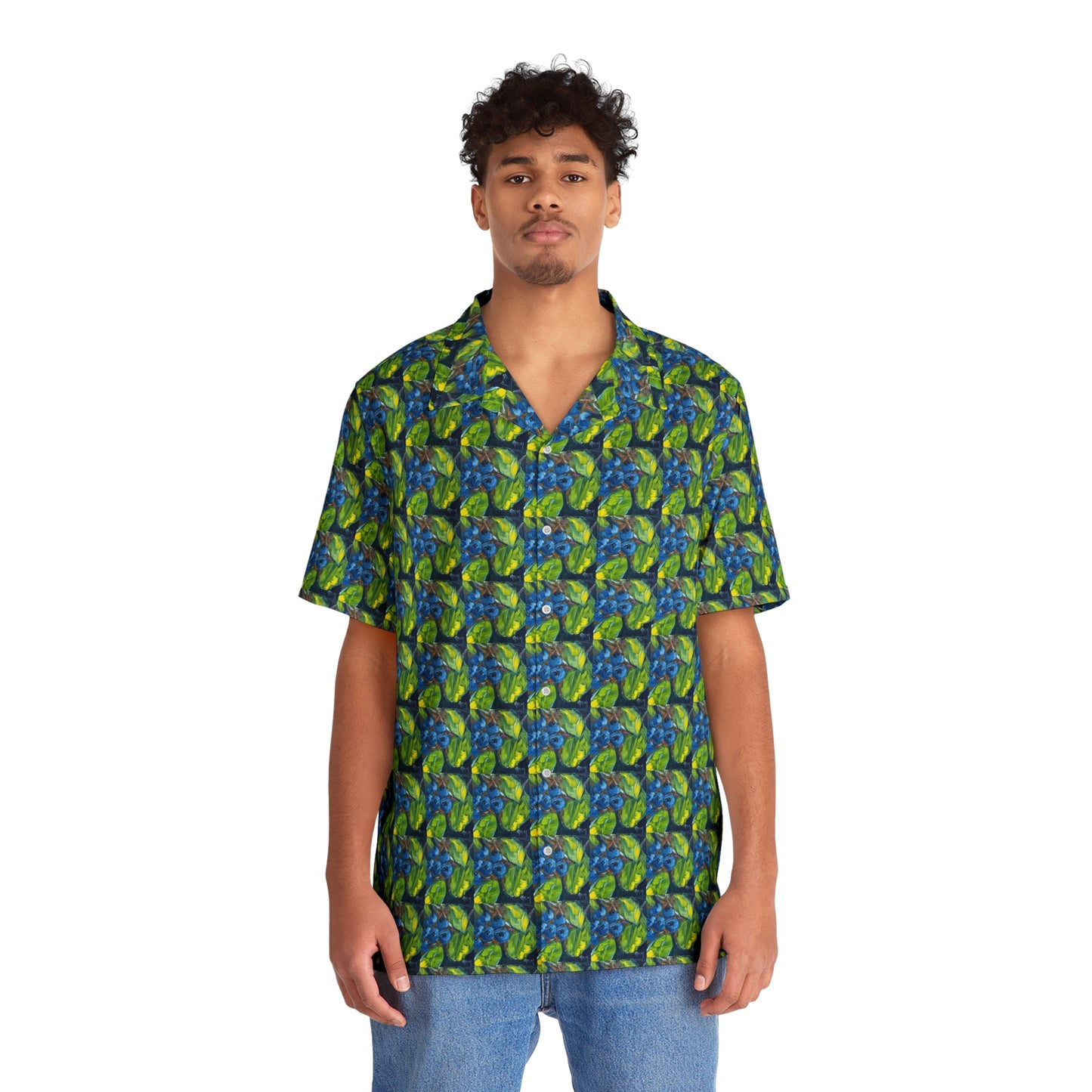 Blueberry Art -Men's Hawaiian Shirt — Elegant Understated Men’s Beach Shirt