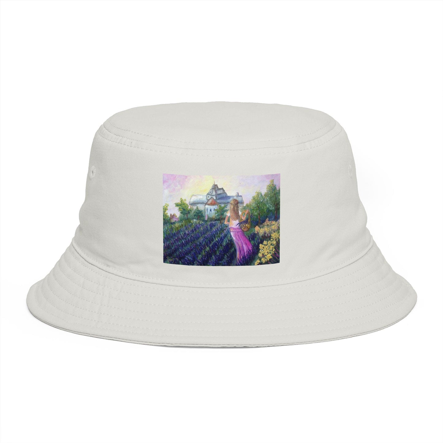 Roxy Rich Fine Art -Girl in a Lavender Field - Stylish Durable Bucket Hat