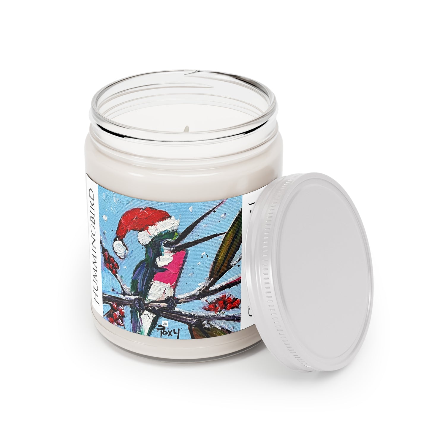 Holiday Hummingbird Santa Hat Scented Candle 9oz