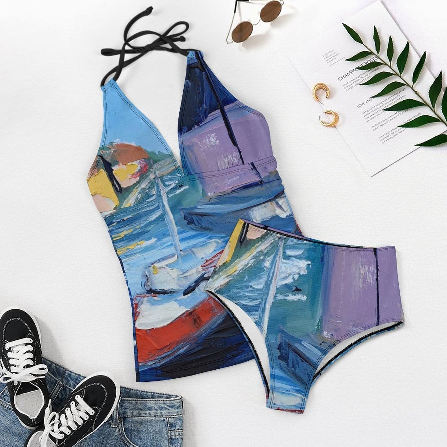 Mevagissey Harbor Slim Fit Tankini Split Swimsuit